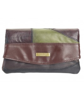 Lorenz Economy Patchwork Front Flap Purse with 2 Zips & Multi Pockets- PRICE DROP!
